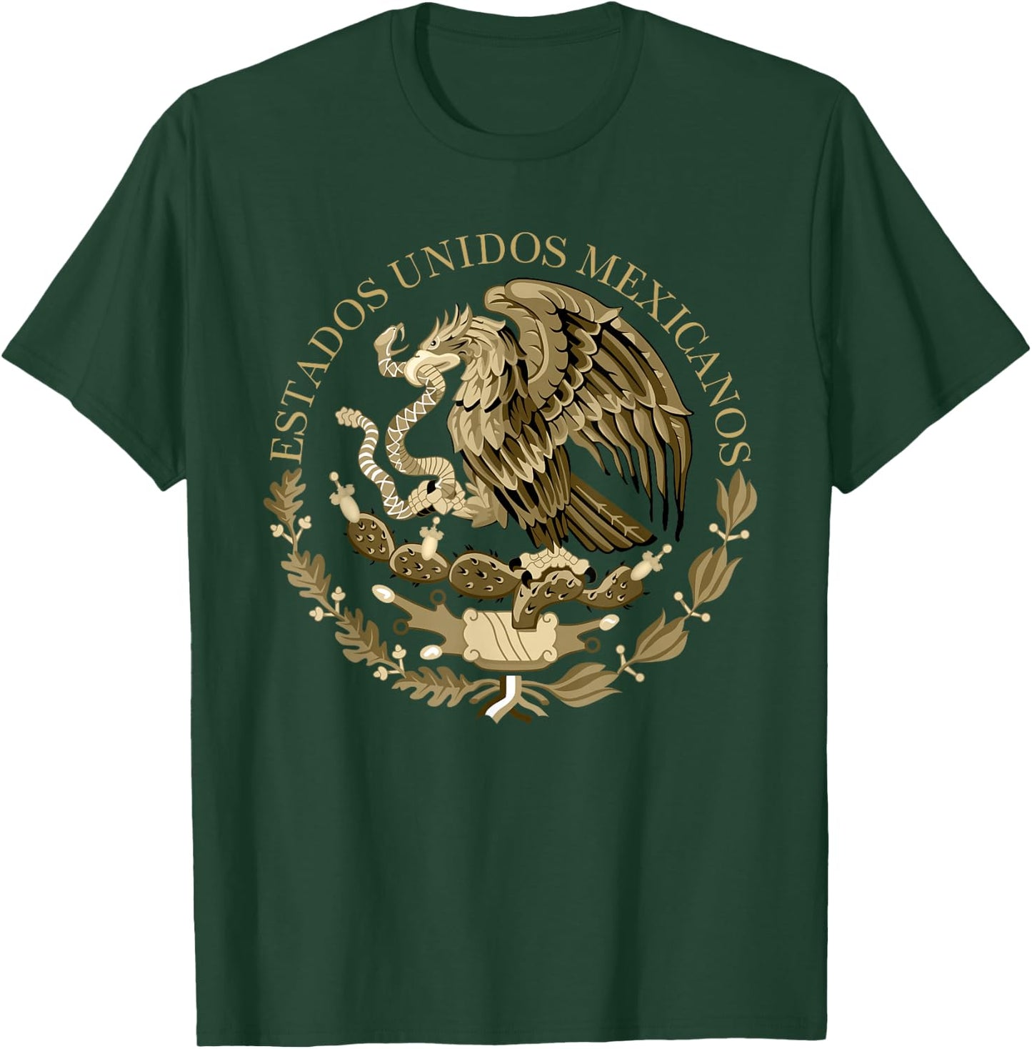 Mexico flag Coat of Arms seal in sepia T-Shirt - T-Shirt | Forest