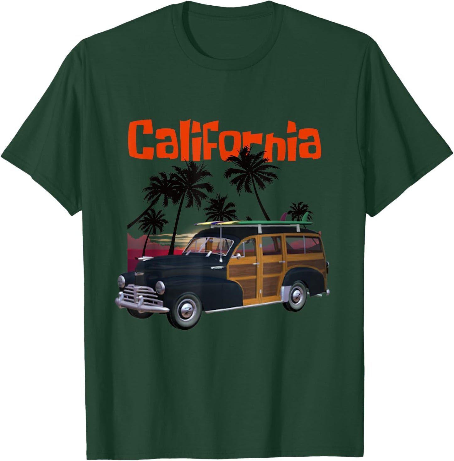 A cool classic woody style California surf wagon T-Shirt - T-Shirt | Forest