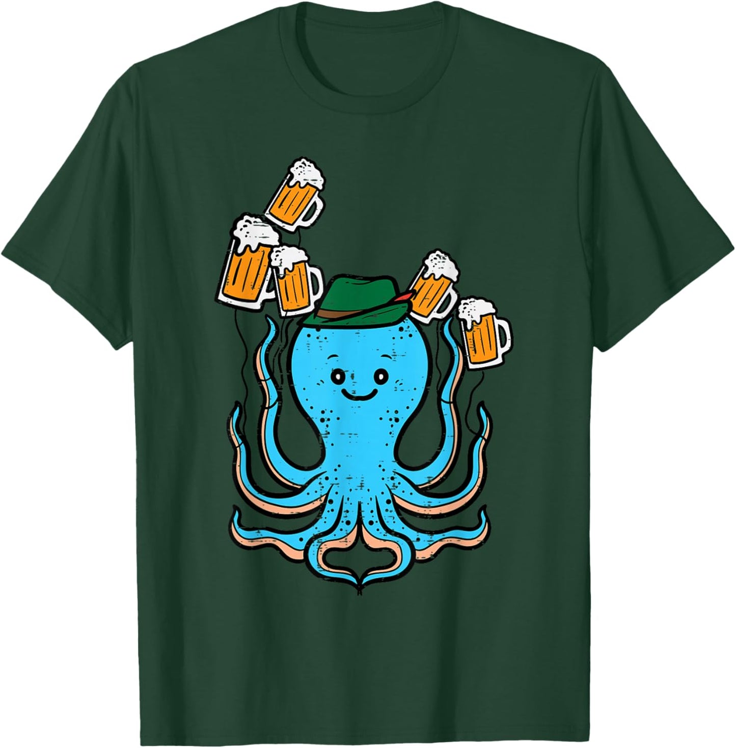 Octopus Bavarian Octoberfest German Oktoberfest Men Women T-Shirt - T-Shirt | Forest