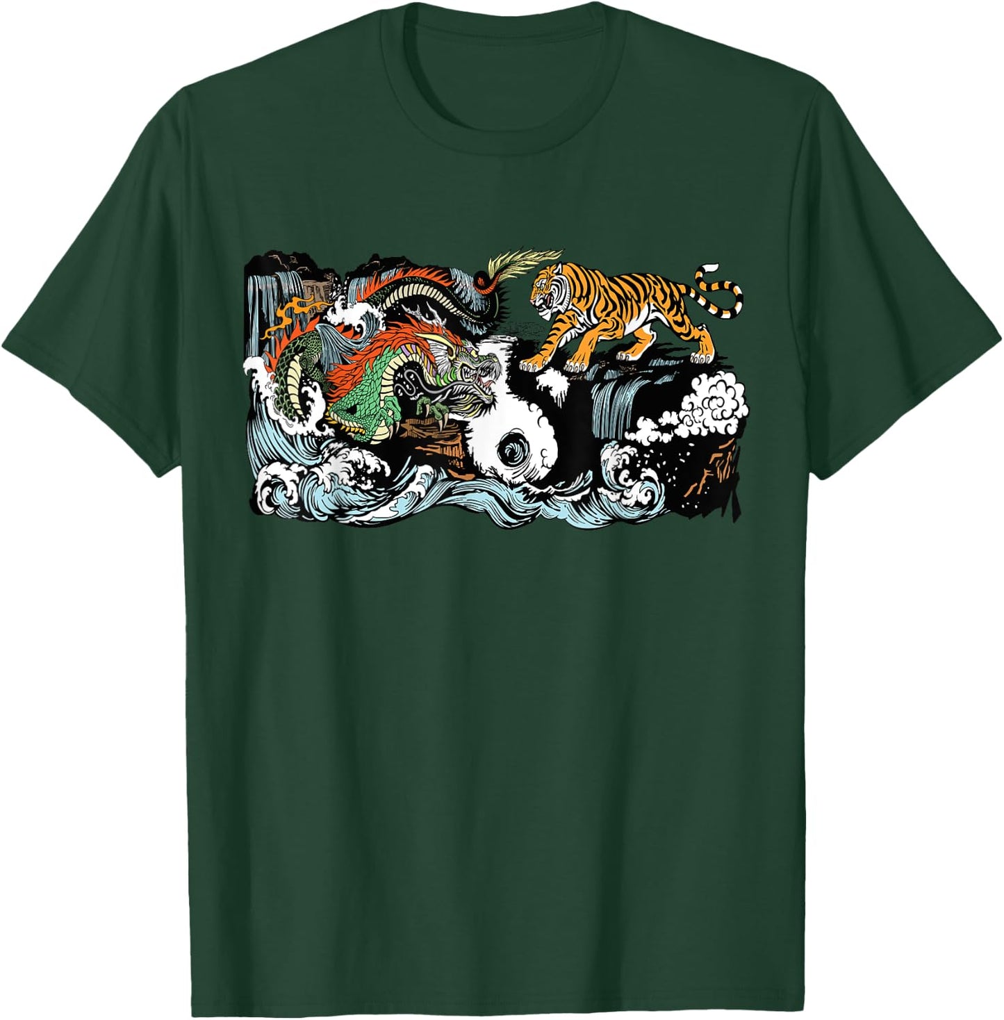 Yin Yang Dragon Tiger Chinese art T-Shirt - T-Shirt | Forest