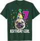 Pug Birthday Girl 7th 7 T Shirt Kids Girls Gift Party T-Shirt - T-Shirt | Forest