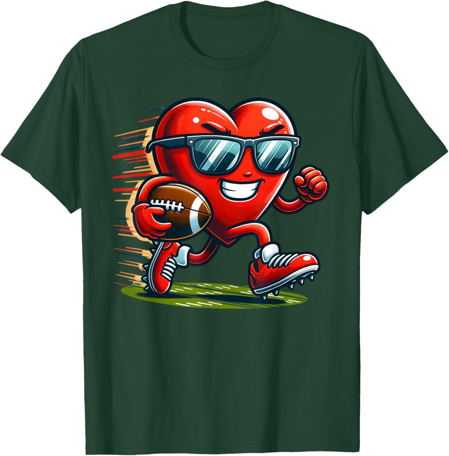 Valentine's Day Heart Team Football Player , Small T-Shirt - T-Shirt | Forest