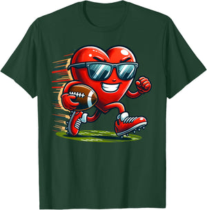 Valentine's Day Heart Team Football Player , Small T-Shirt - T-Shirt | Forest