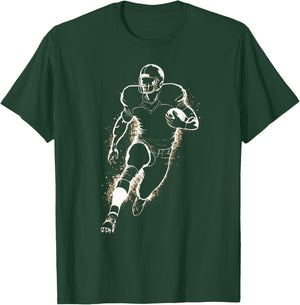Football Player Action Silhouette Minimal T-Shirt - T-Shirt | Forest