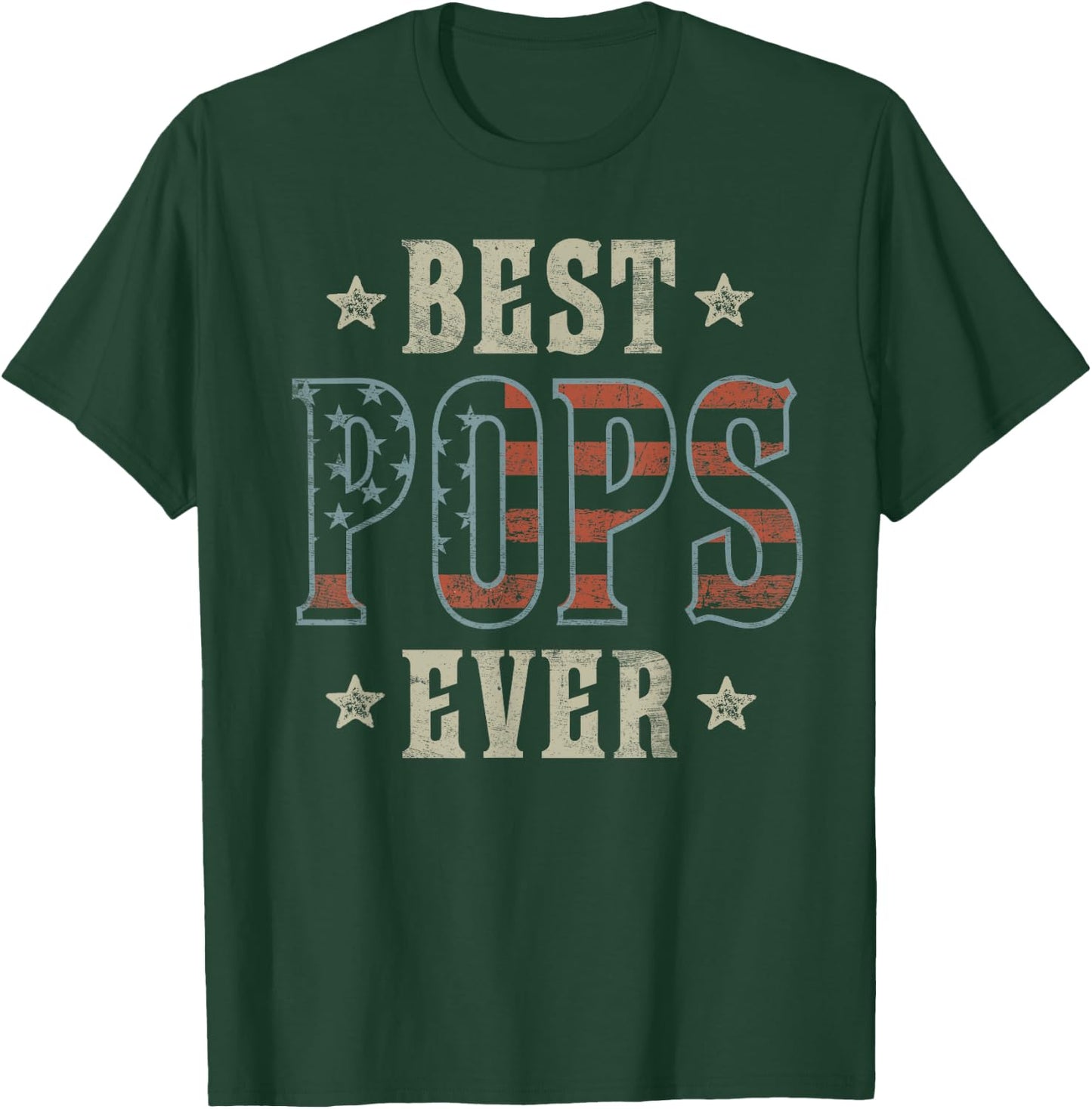 Best Pops Ever Patriotic American Flag Design Pops T-Shirt - T-Shirt | Forest