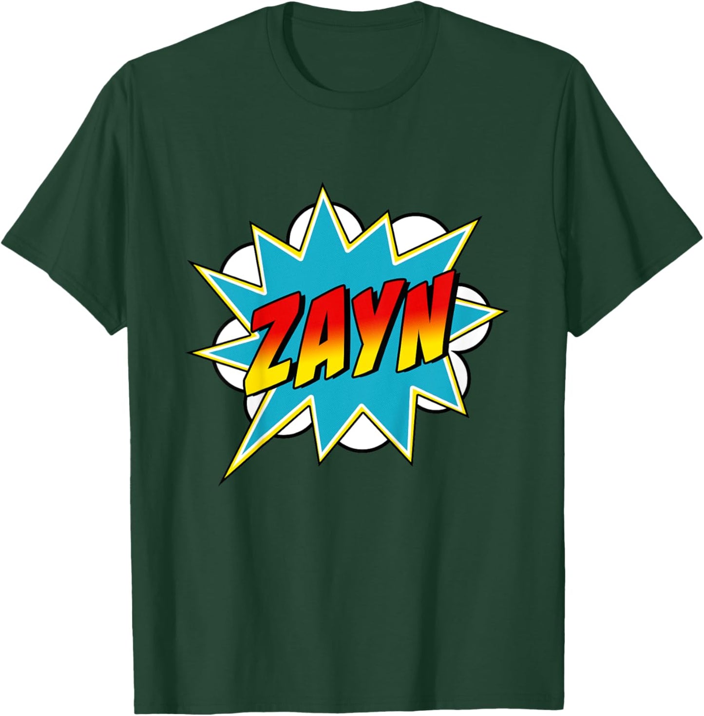 Kids Boys Zayn Name Superhero Comic Book T-Shirt - T-Shirt | Forest