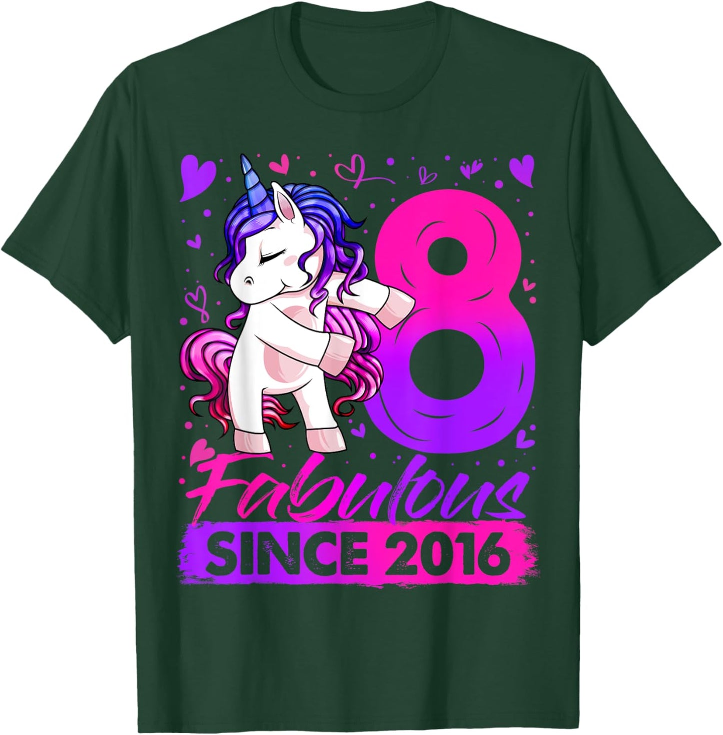 8 Years Old Flossing Unicorn Gifts 8th Birthday Girl Party T-Shirt - T-Shirt | Forest