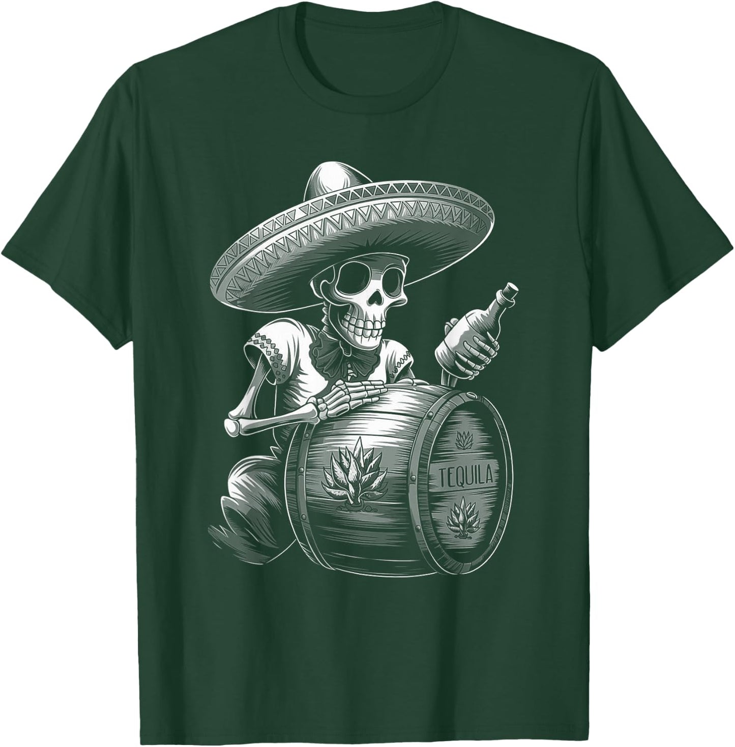 Mexico Vintage Skeleton Tequila Dia De Los Muertos Mexican T-Shirt - T-Shirt | Forest