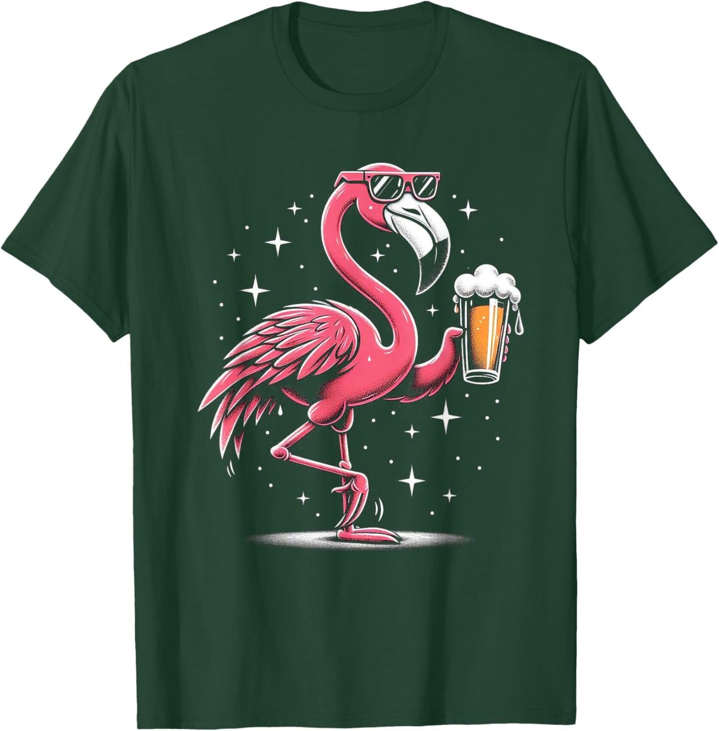 Funny Flamingo Beer Drinking Party Beer Drinker T-Shirt - T-Shirt | Forest