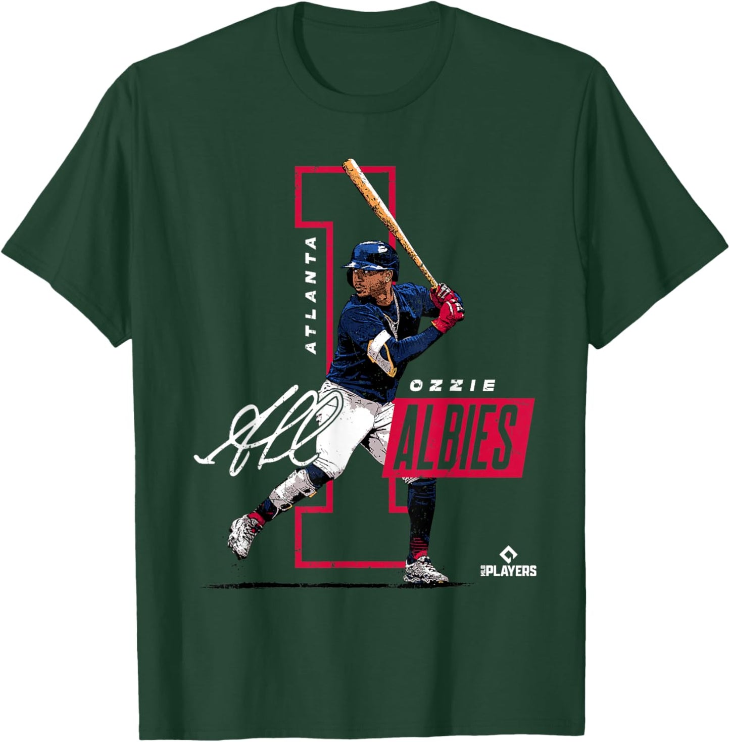 Ozzie Albies | Atlanta Baseball MLB Players | MLBALB4010 T-Shirt - T-Shirt | Forest