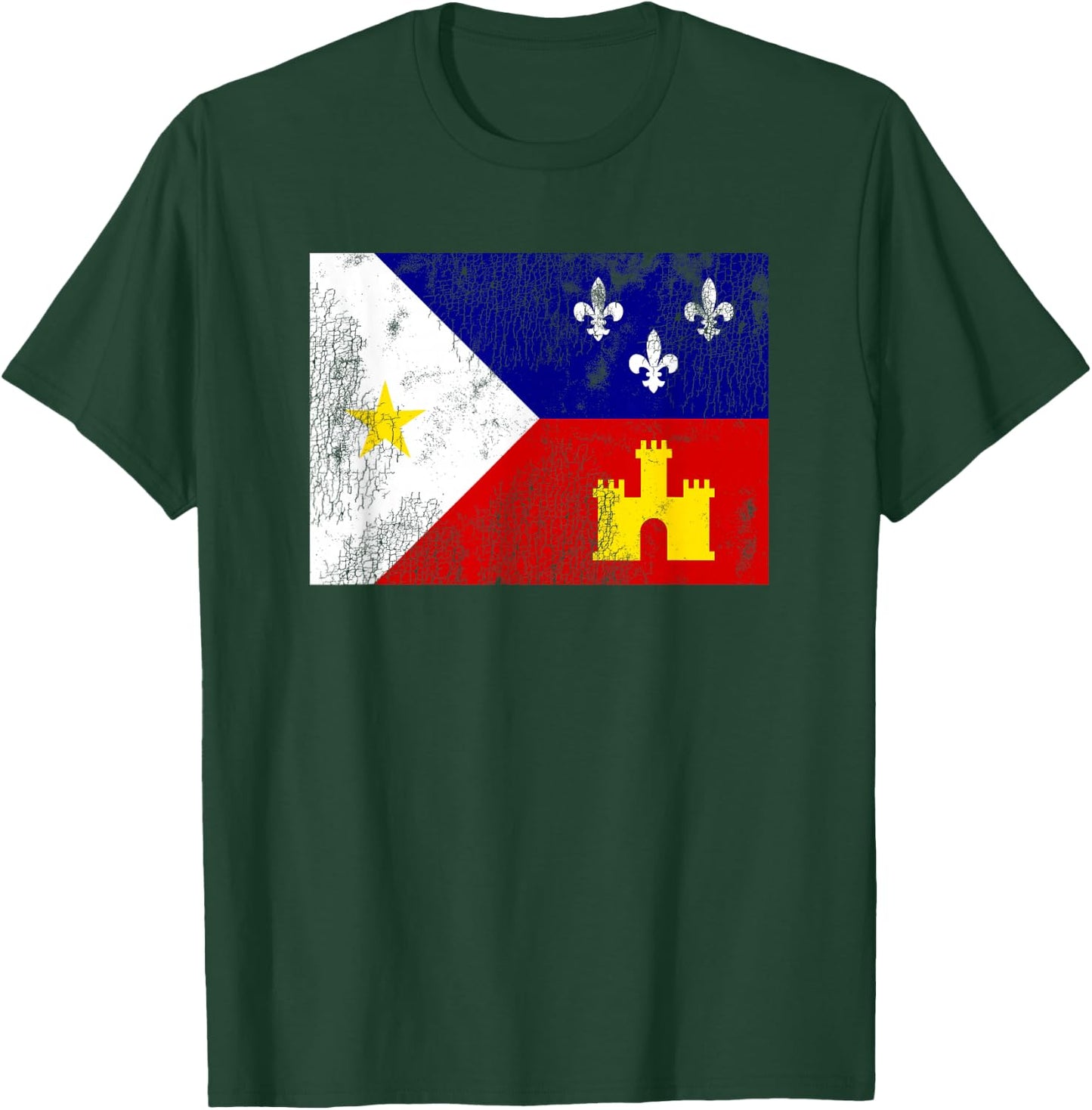 Acadiana Flag Louisiana Cajun Country T-Shirt - T-Shirt | Forest