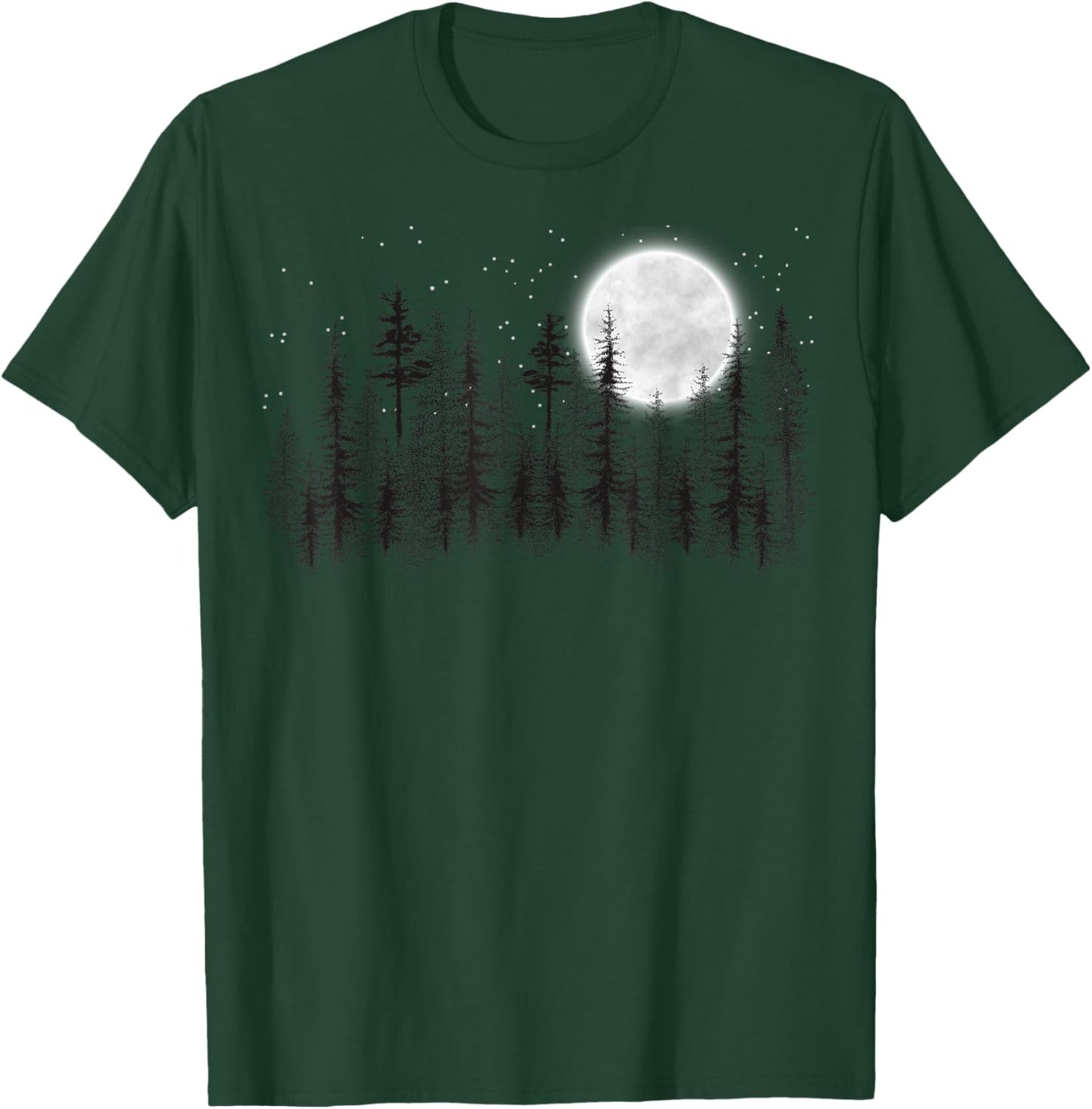 Mountain nature forest pine trees retro moon and stars T-Shirt - T-Shirt | Forest