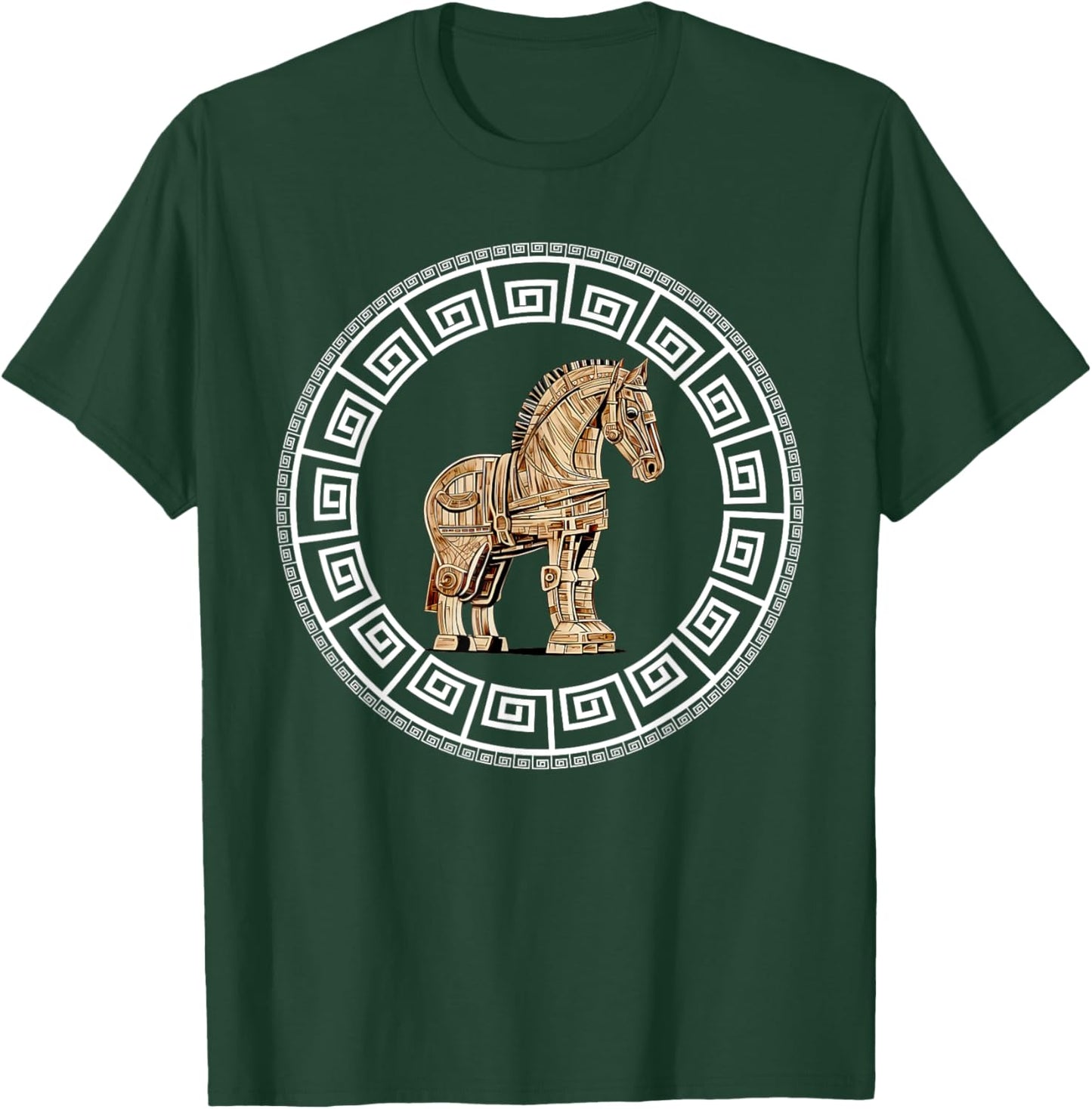 Greek Mythology Odyssey Greek History Trojan Horse Greek Key T-Shirt - T-Shirt | Forest