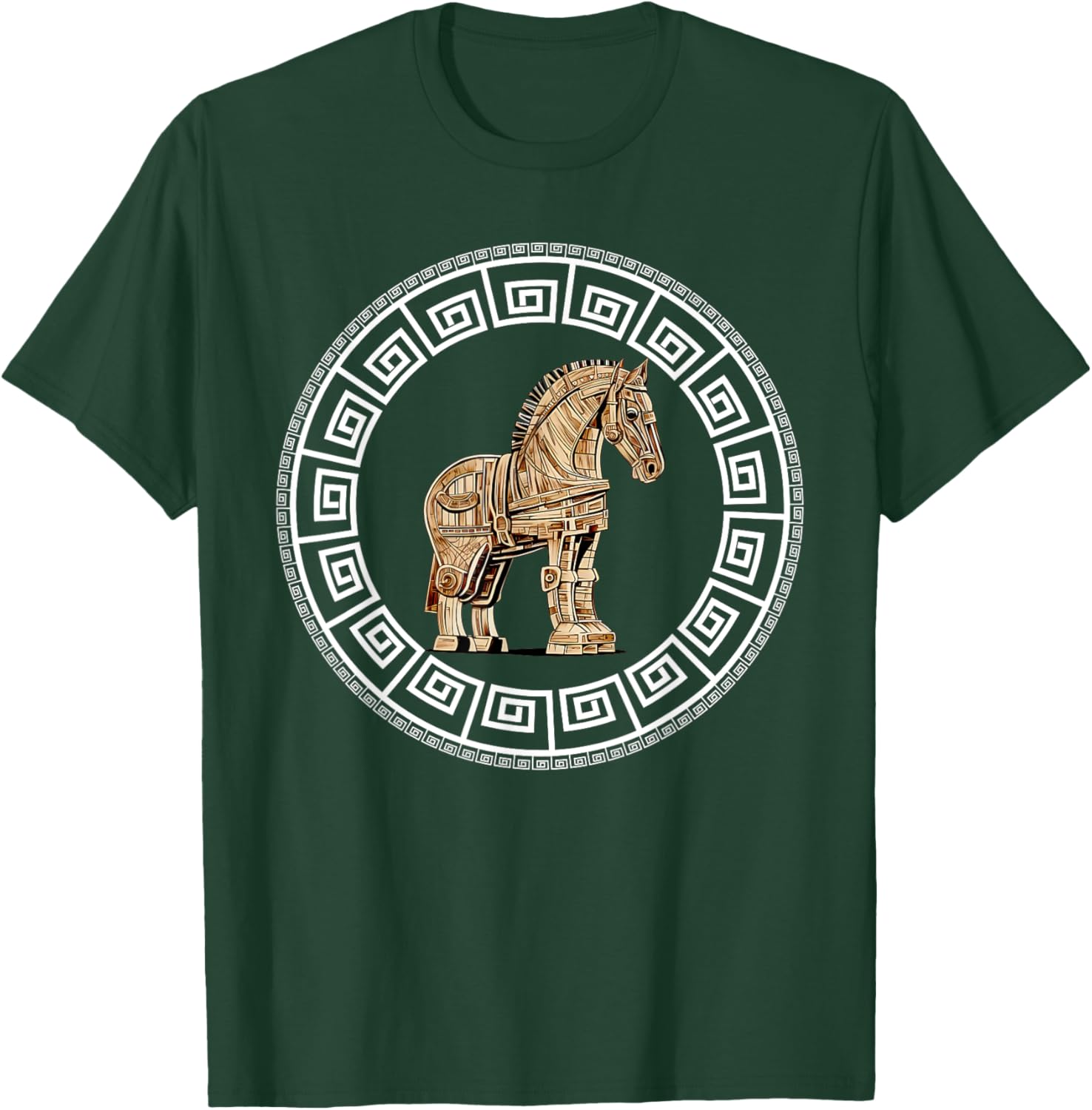 Greek Mythology Odyssey Greek History Trojan Horse Greek Key T-Shirt - T-Shirt | Forest