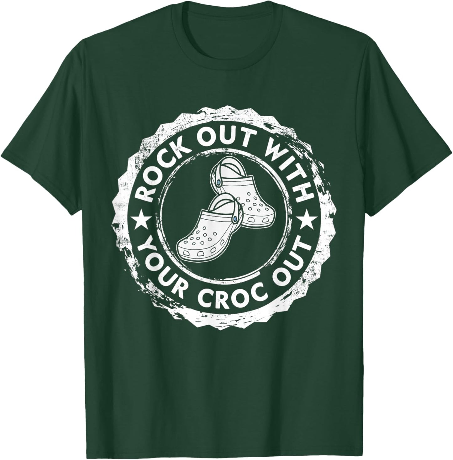 Distressed Retro Rock Out With Your Croc Out Nurse T-Shirt - T-Shirt | Forest