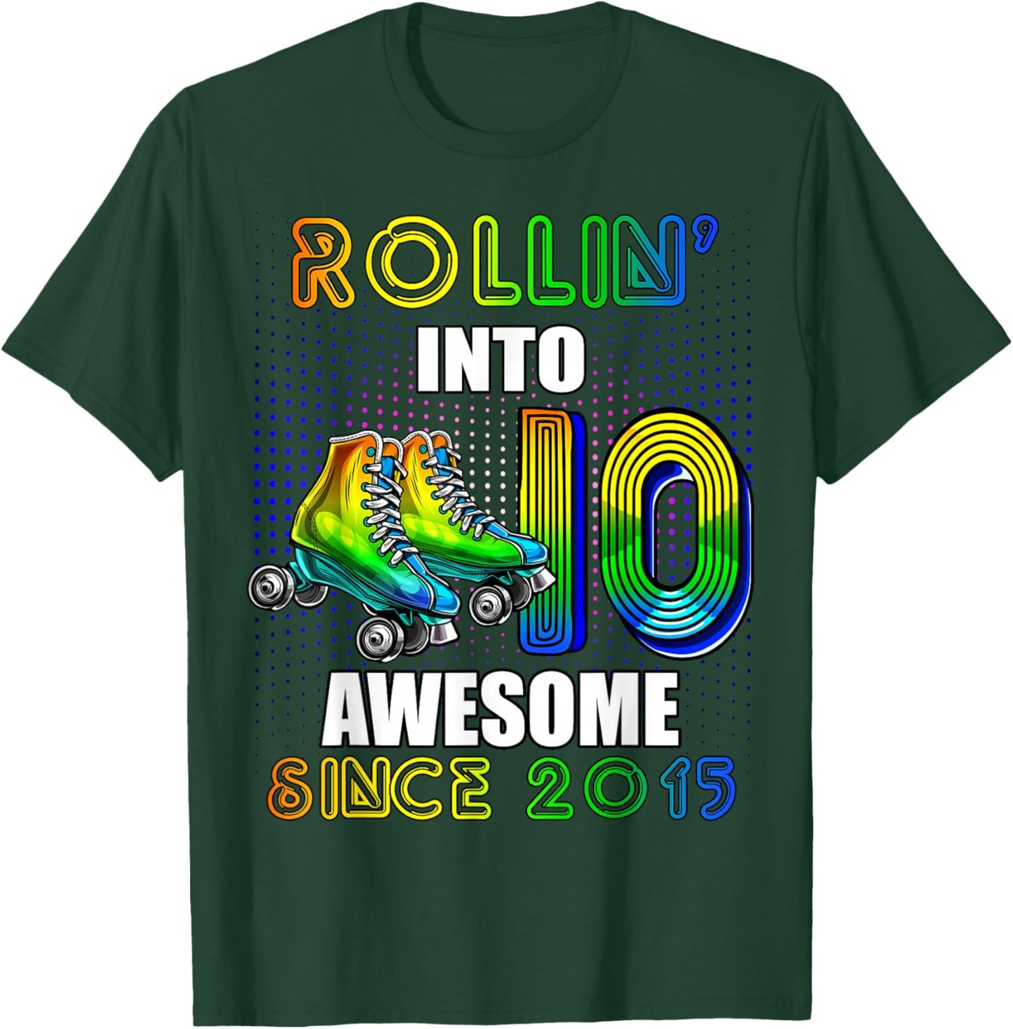 Birthday Roller Skating 10th Girl Rollin into 10 Skate Party T-Shirt - T-Shirt | Forest