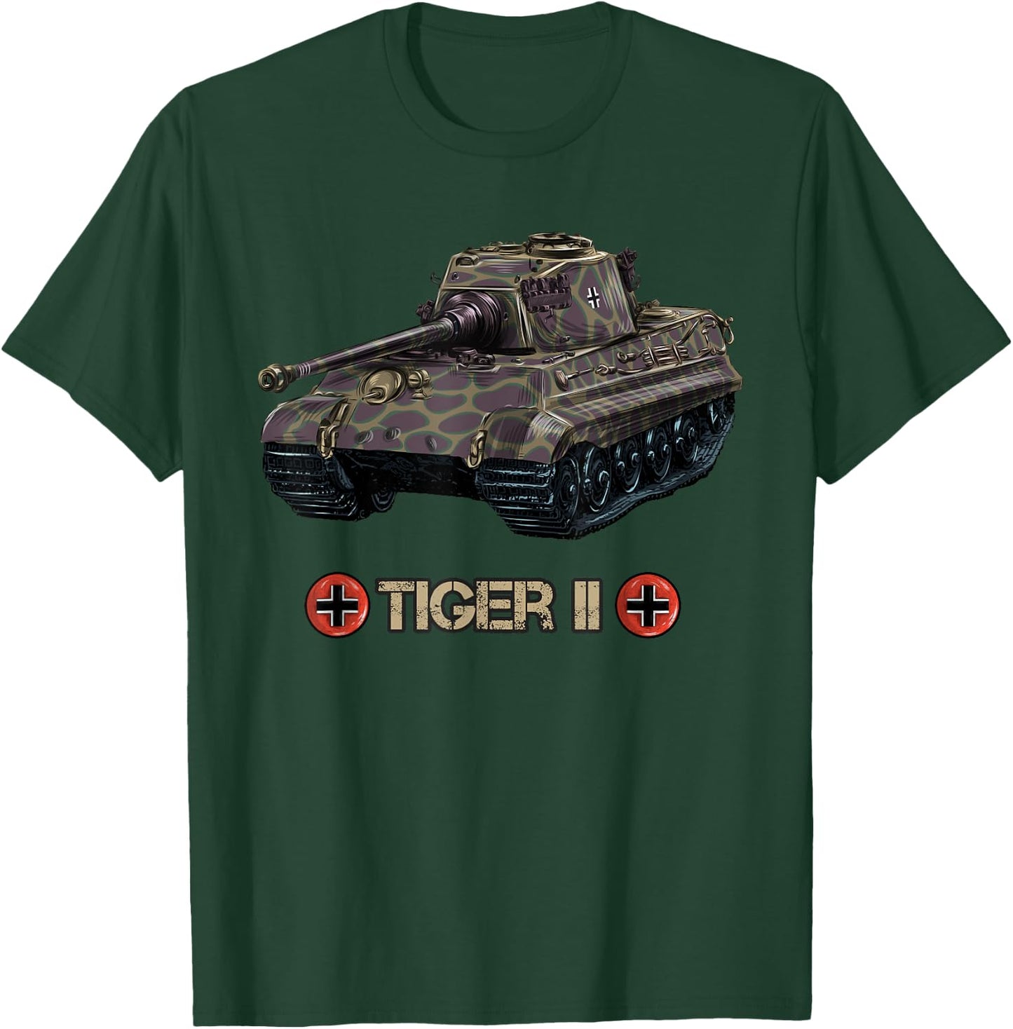 Vintage World War 2 German Tank Tiger 2 II WW2 memorabilia T-Shirt - T-Shirt | Forest