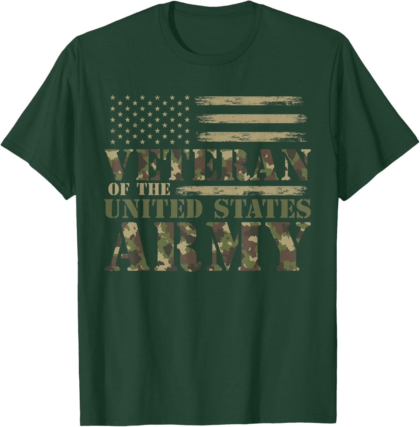 Veteran of The United States Army Camouflage US Flag Veteran T-Shirt - T-Shirt | Forest