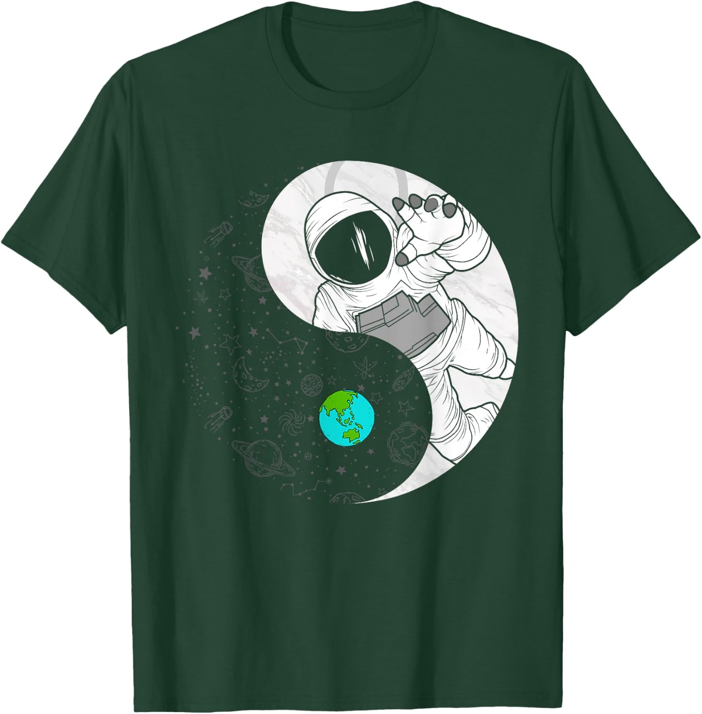 Outerspace Spaceflight aerospace engineering Yin and Yang T-Shirt - T-Shirt | Forest