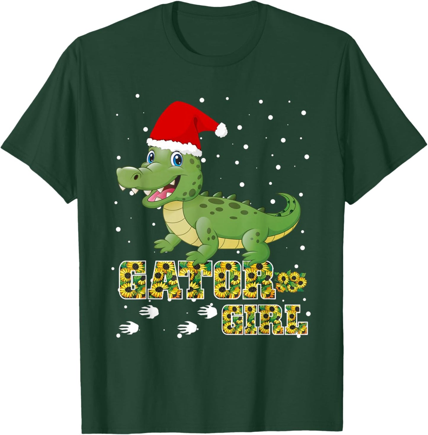 Christmas Gator Girl Santa Hat Florida Alligator Crocodile T-Shirt - T-Shirt | Forest