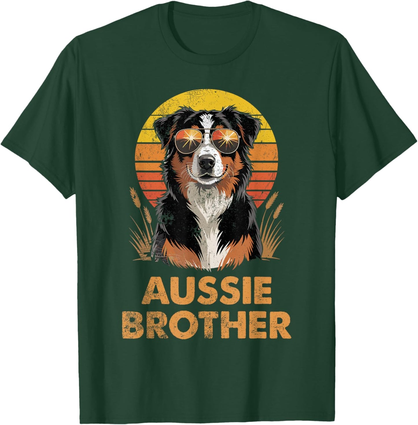 Retro Australian Shepherd Brother Funny Vintage Dog Owner T-Shirt - T-Shirt | Forest