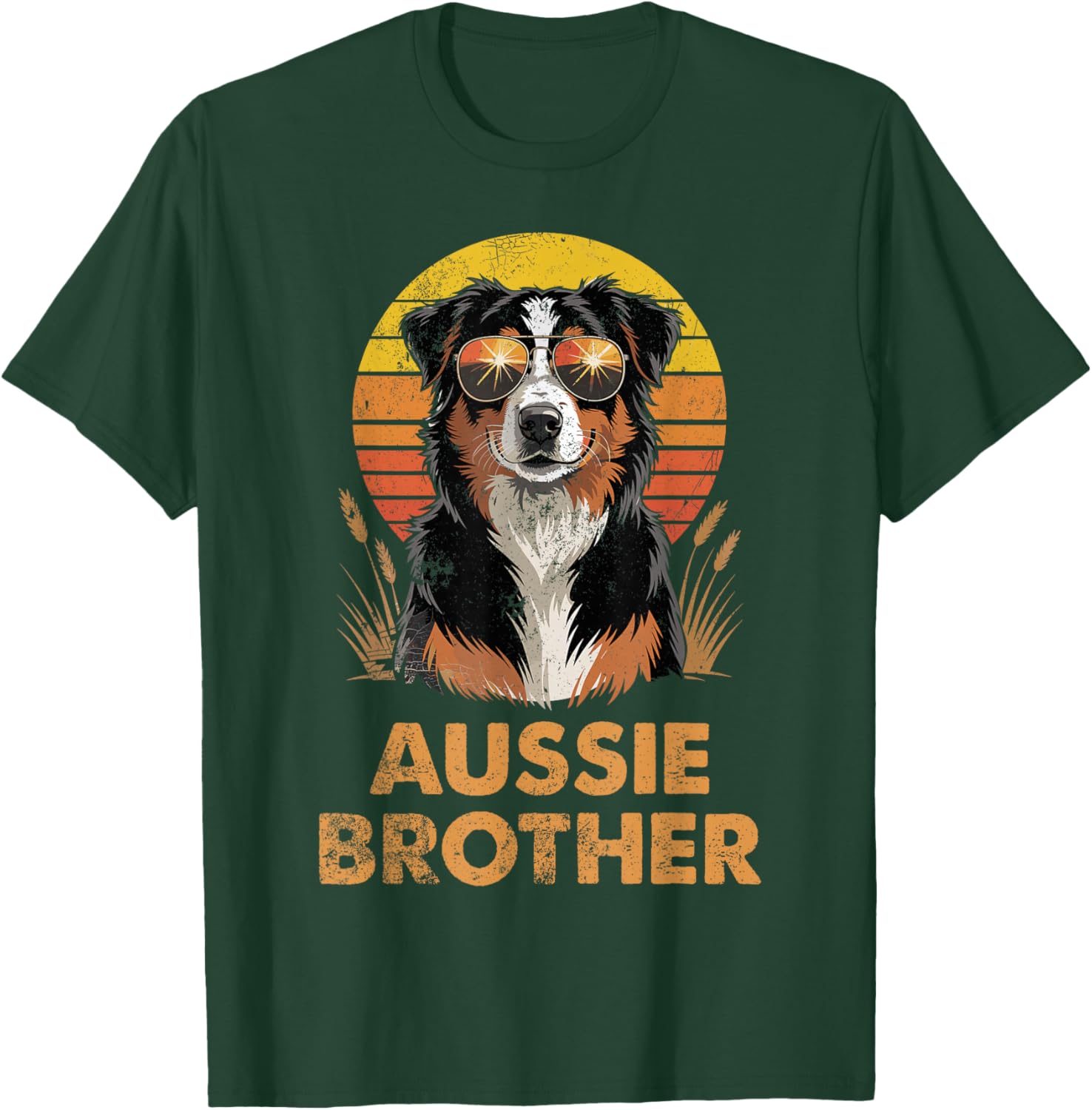 Retro Australian Shepherd Brother Funny Vintage Dog Owner T-Shirt - T-Shirt | Forest