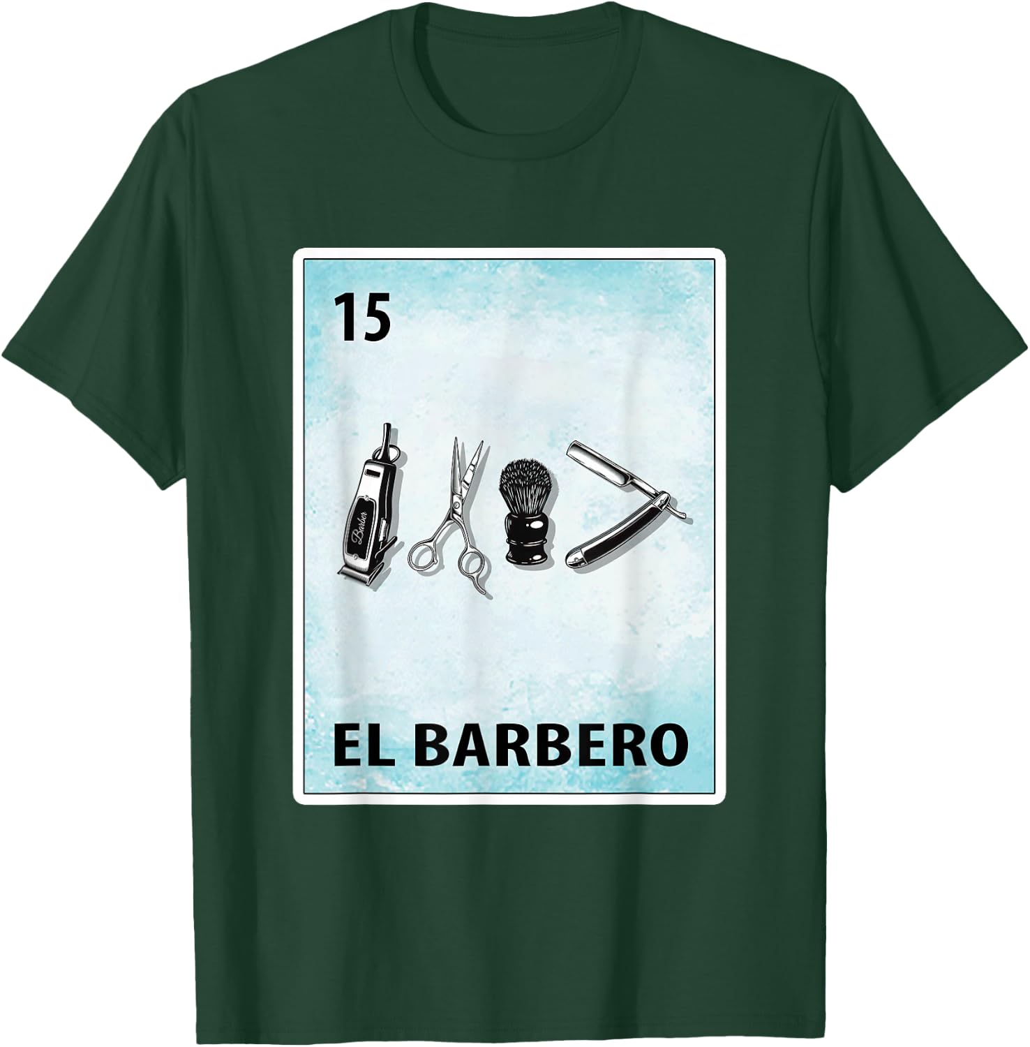 El Barbero Mexican Barber Cards T-Shirt - T-Shirt | Forest