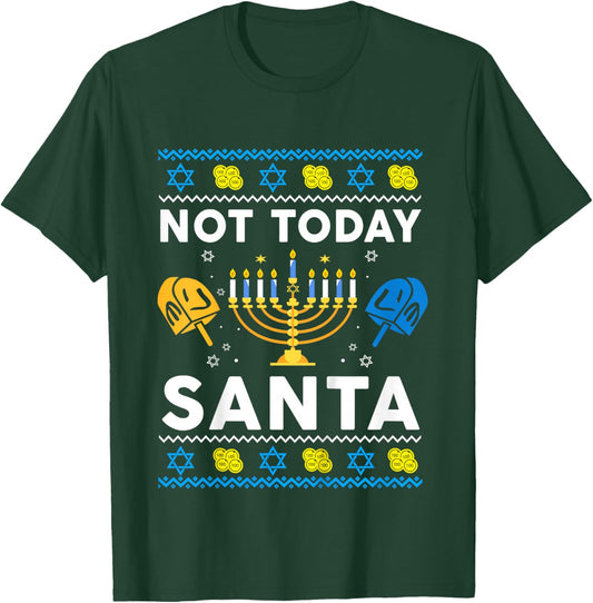 Ugly Hanukkah Sweater Not Today Santa Funny Boy Girl Toddler T-Shirt - T-Shirt | Forest