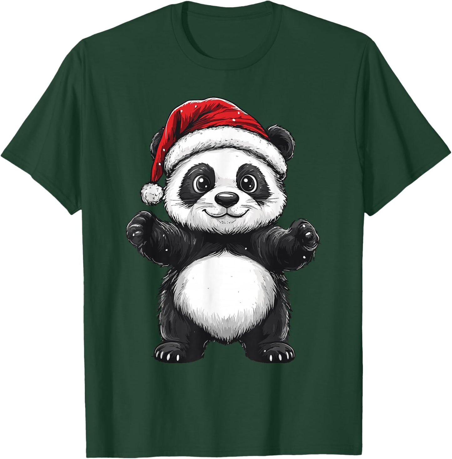 Panda Santa Hat Christmas Boys Girls Kids Panda Lover Pajama T-Shirt - T-Shirt | Forest