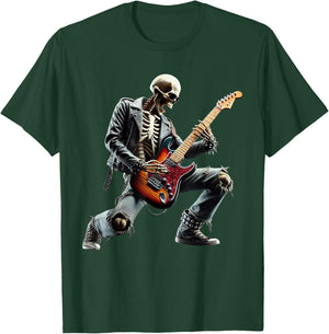 Skeleton Playing Guitar Rock Star Ghost Solo Guitar T-Shirt - T-Shirt | Forest
