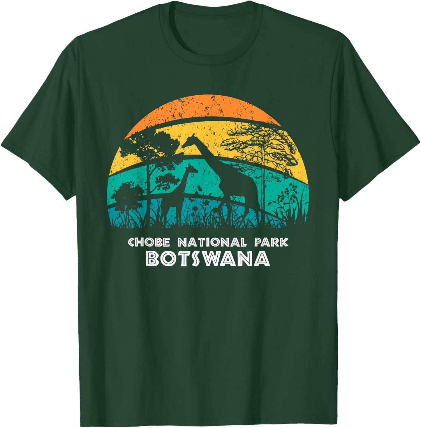 Vintage Retro Chobe National Park, Botswana Africa Safari Gi T-Shirt - T-Shirt | Forest
