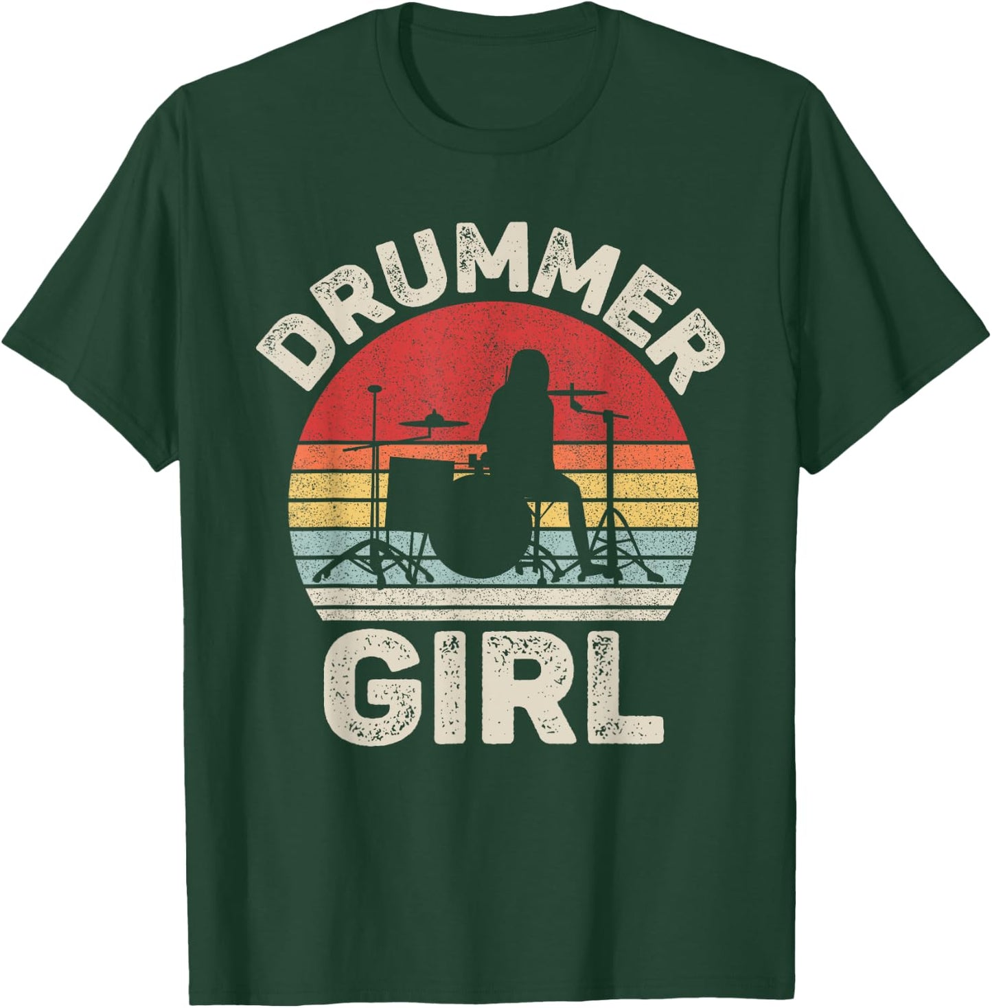 Vintage Retro Drummer Girl Shirt Drummer Gifts T-Shirt - T-Shirt | Forest