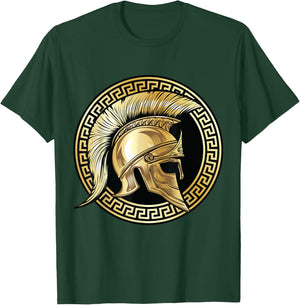 Spartan Helmet Gold Gladiator Sparta Greek Workout T-Shirt - T-Shirt | Forest