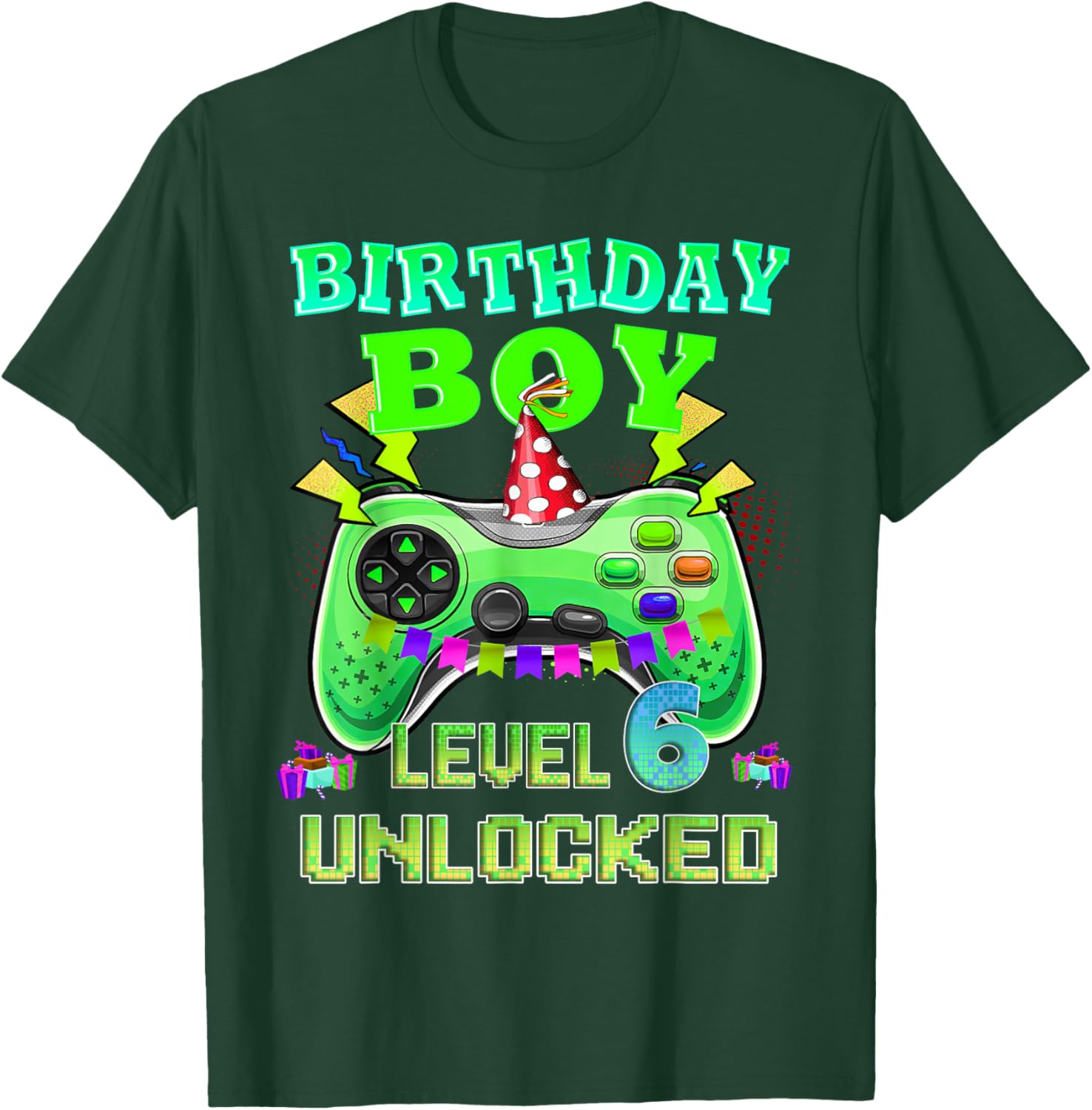 Level 6 Unlocked Video Game 6th Birthday Gamer Gift Boys T-Shirt - T-Shirt | Forest