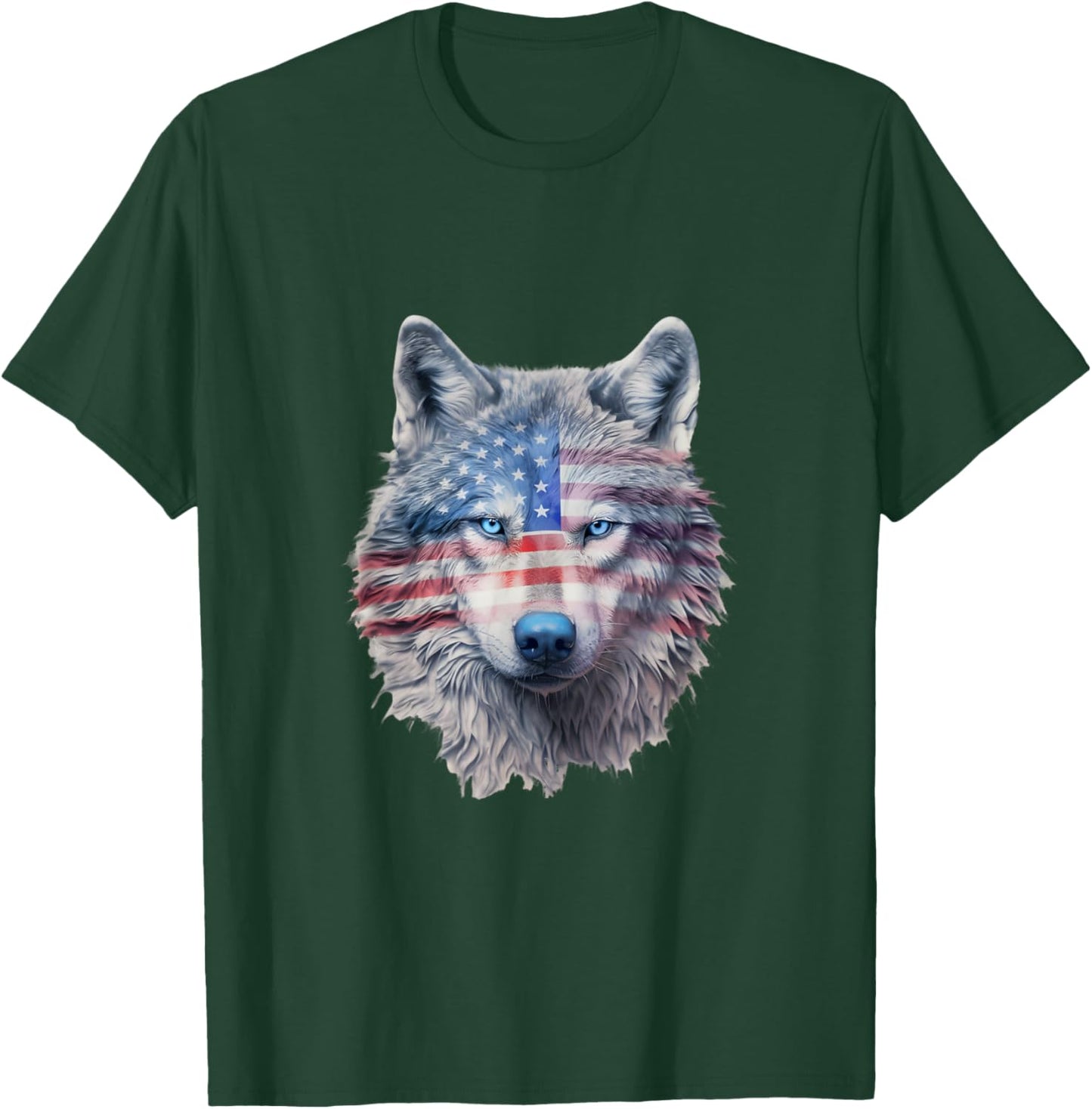 Patriotic Red White And Blue Wolf T-Shirt - T-Shirt | Forest