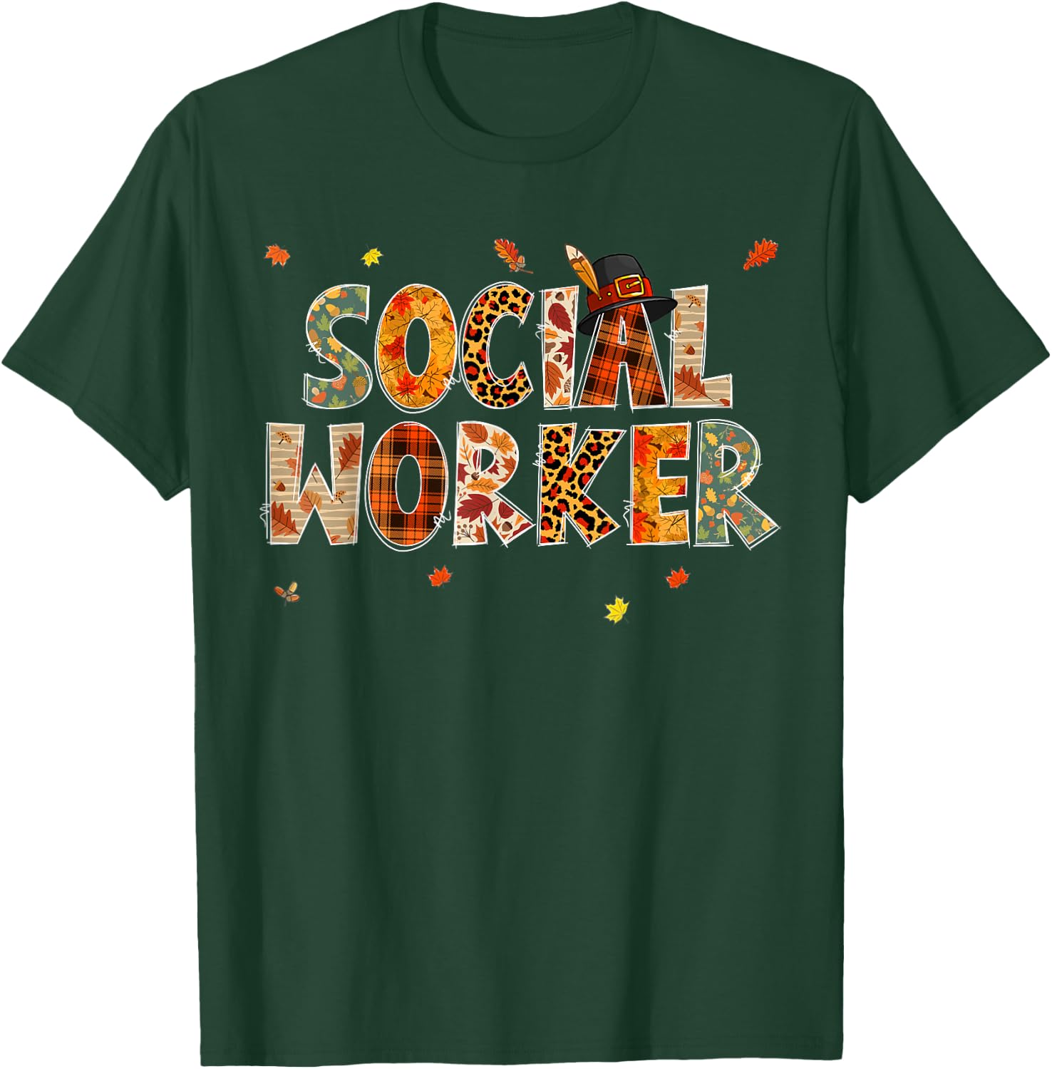 Funny Social Worker Pumpkin Autumn Tree Fall Leaves T-Shirt - T-Shirt | Forest