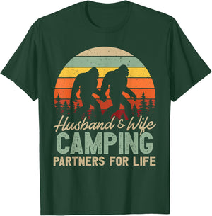 Bigfoot Camping Husband And Wife Partners for Life Gift T-Shirt - T-Shirt | Forest