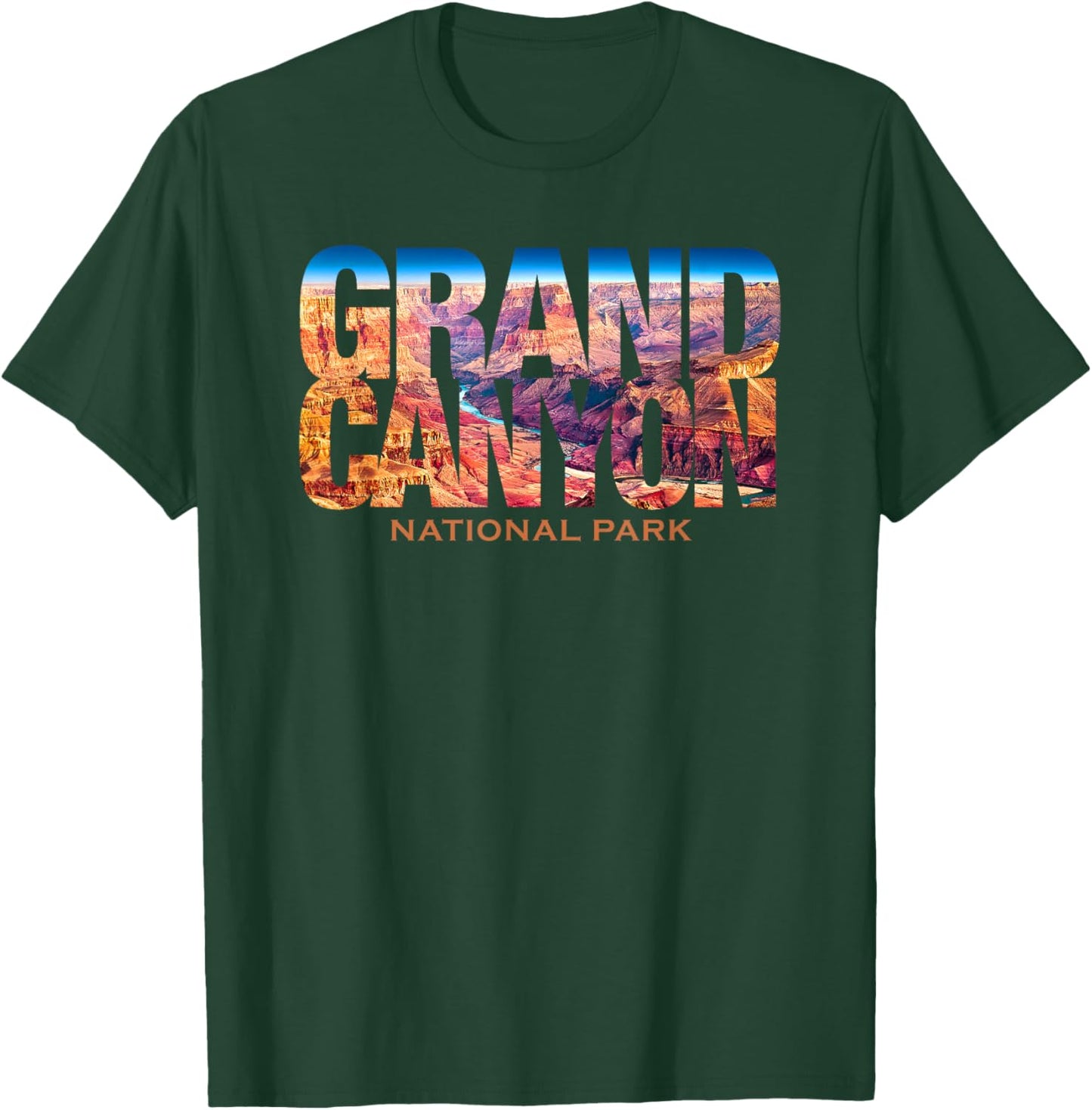 Vintage Grand Canyon National Park Souvenir Shirts Grand Canyon National Park Photo Text Hiking -Adults Black Small Classic Fit Short Sleeve T-Shirt - T-Shirt | Forest