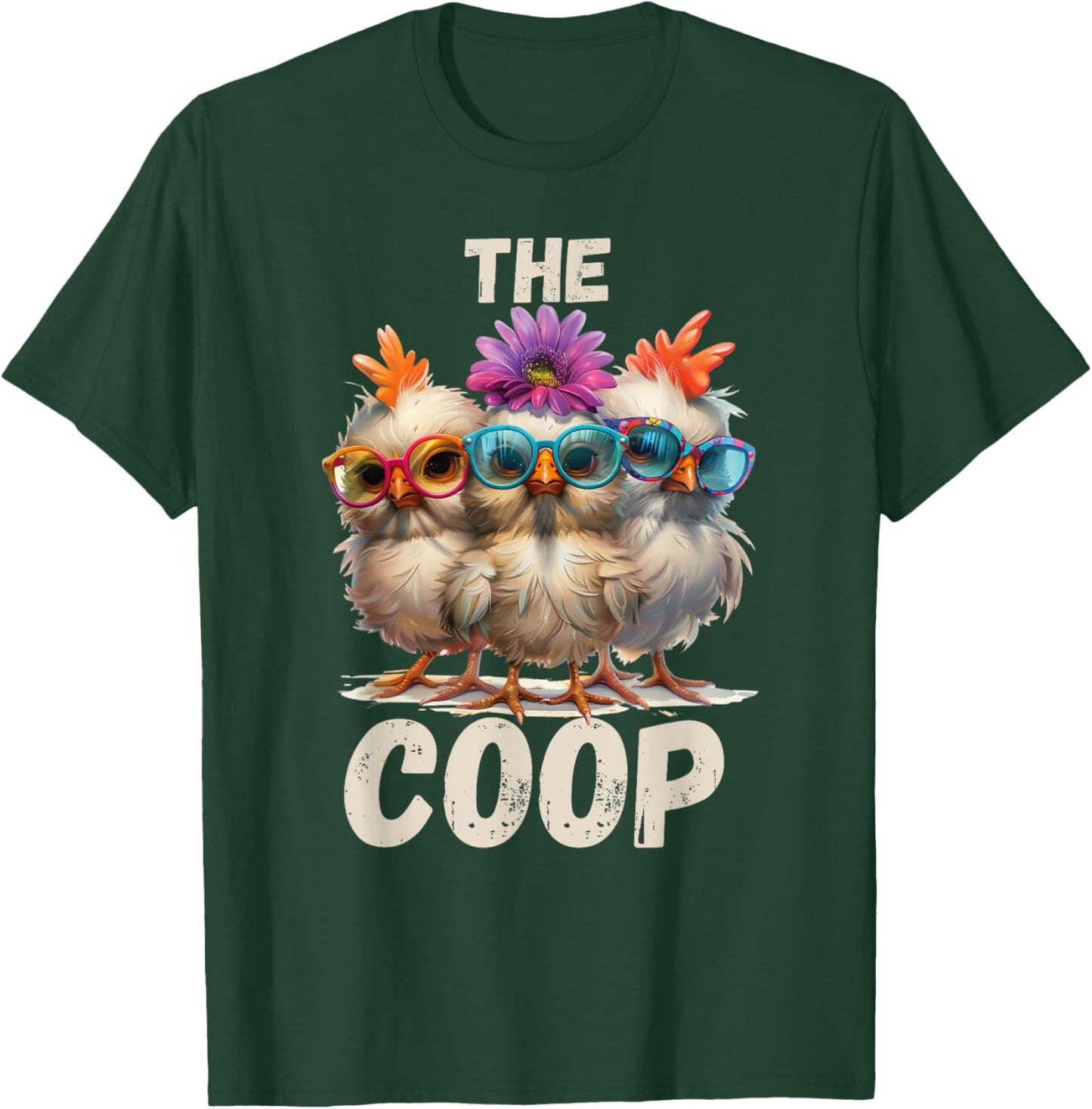 Rustic Charm by Steel Living Ultd. The Coop Chicken Trio - -Adults, Black, Small, Short Sleeve T-Shirt - T-Shirt | Forest