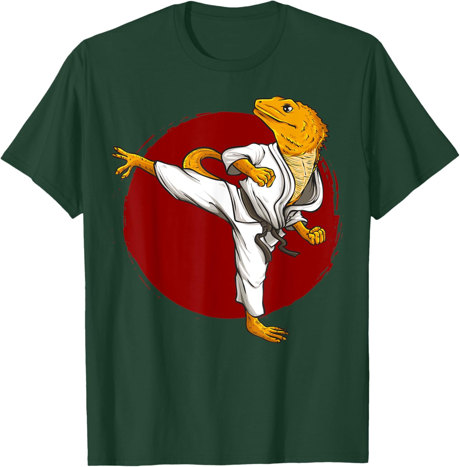 Funny Bearded dragons doing Karate Samurai Ninja lizard Art T-Shirt - T-Shirt | Forest