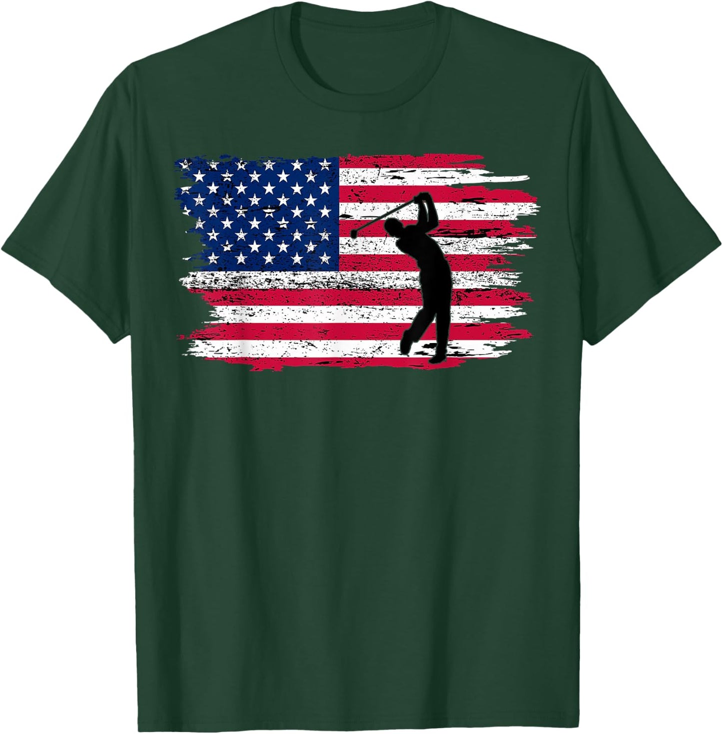 American Flag Golf Shirt 4th July Patriotic Golfer T-Shirt - T-Shirt | Forest