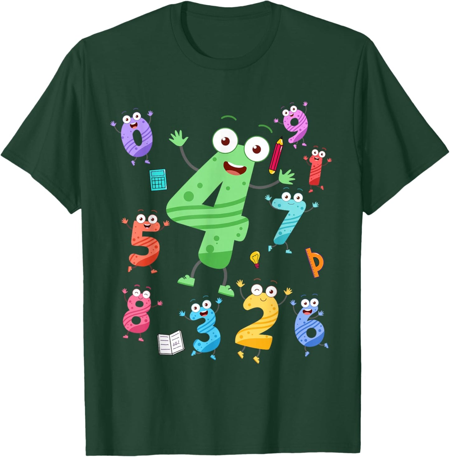 Maths Day Number Costume With Number 4 Idea For Kids Number T-Shirt - T-Shirt | Forest
