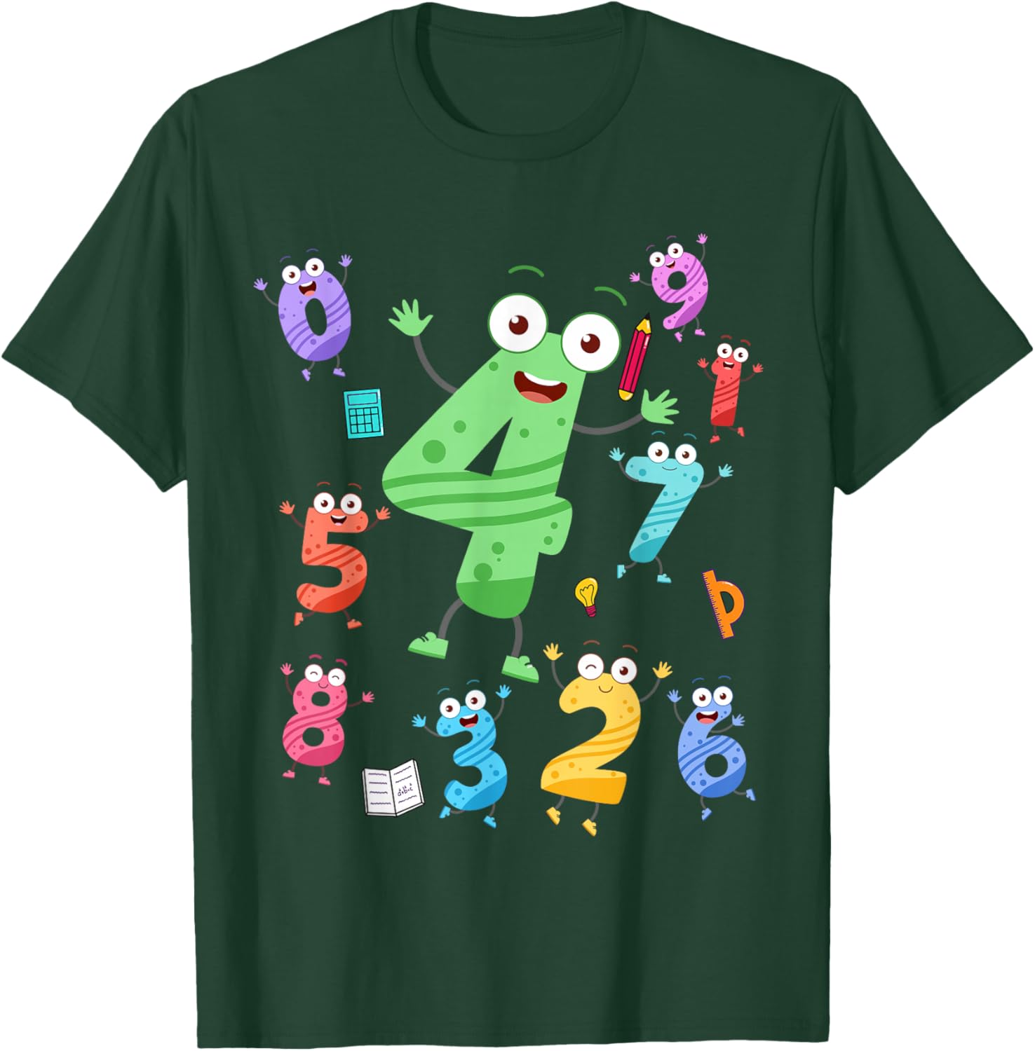 Maths Day Number Costume With Number 4 Idea For Kids Number T-Shirt - T-Shirt | Forest