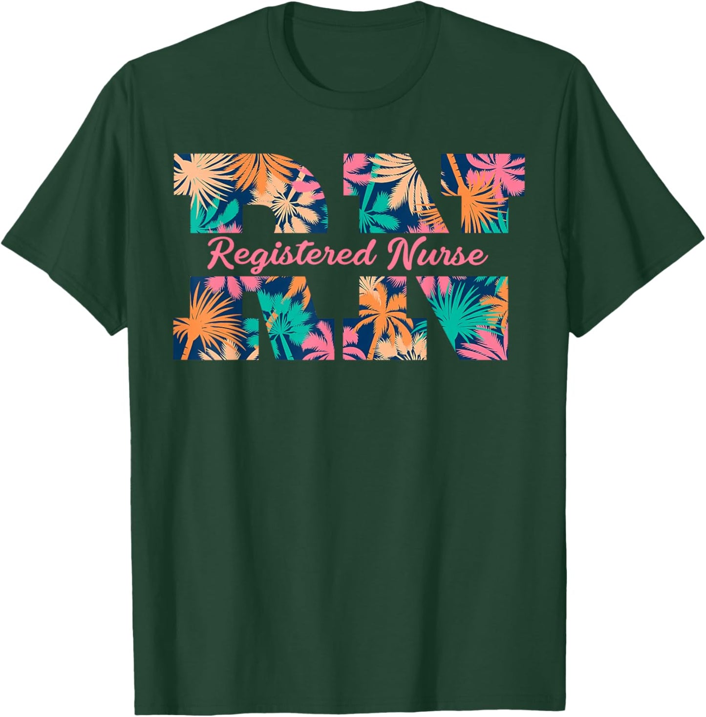 RN Aloha Nurse Tropical Flowers Summer Hawaii RN Beach Vibes T-Shirt - T-Shirt | Forest