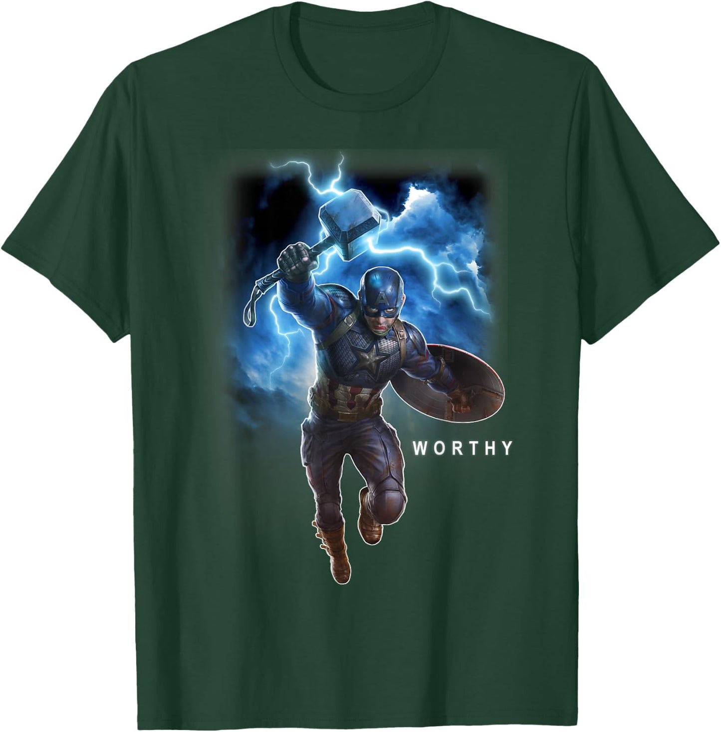 Marvel Avengers Endgame Captain America Worthy Action Pose T-Shirt - T-Shirt | Forest