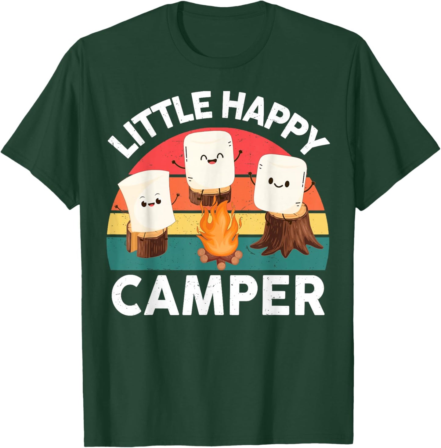 Happy Marshmallow Camper-Shirt Kids Toddler Boy Cute Camping T-Shirt - T-Shirt | Forest