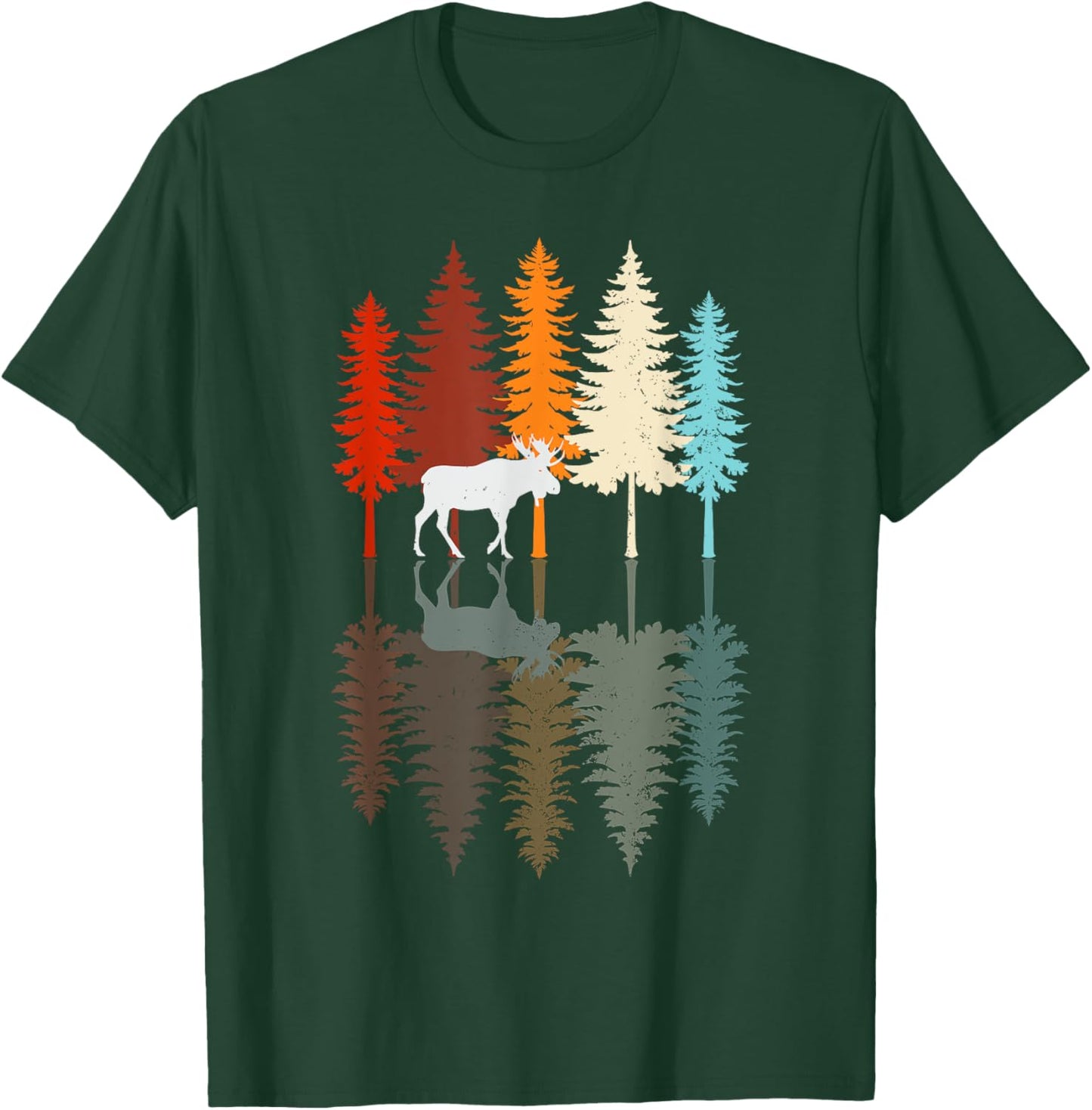 Retro Reflection Vintage Forest Elk Moose T-Shirt - T-Shirt | Forest