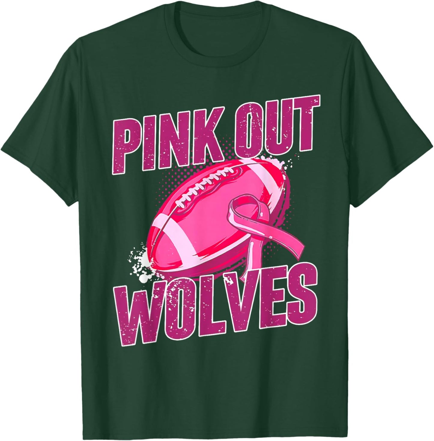 Wolves Pink Out Football Tackle Breast Cancer T-Shirt - T-Shirt | Forest