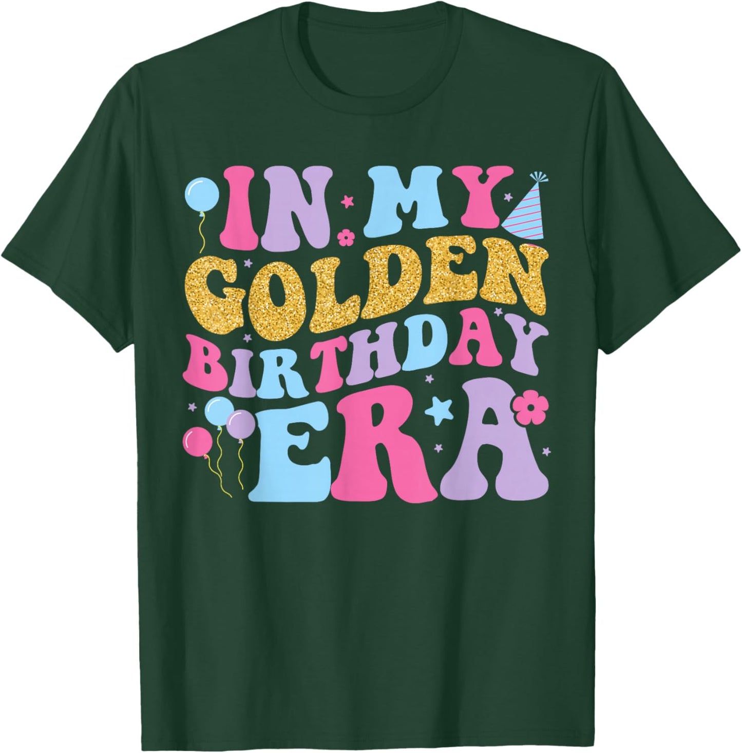 In My Golden Birthday Era Girls Women Retro Groovy Birthday T-Shirt - T-Shirt | Forest
