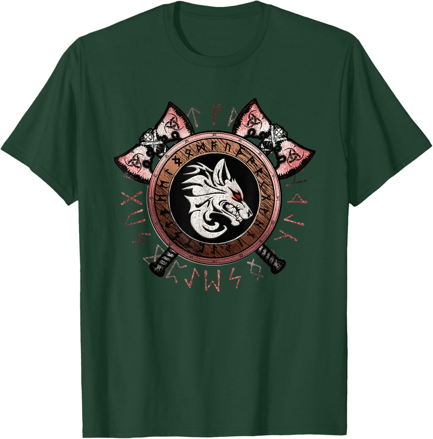 Cool Viking Fenrir Emblem: Norse Mythology Wolf Wild Symbol T-Shirt - T-Shirt | Forest